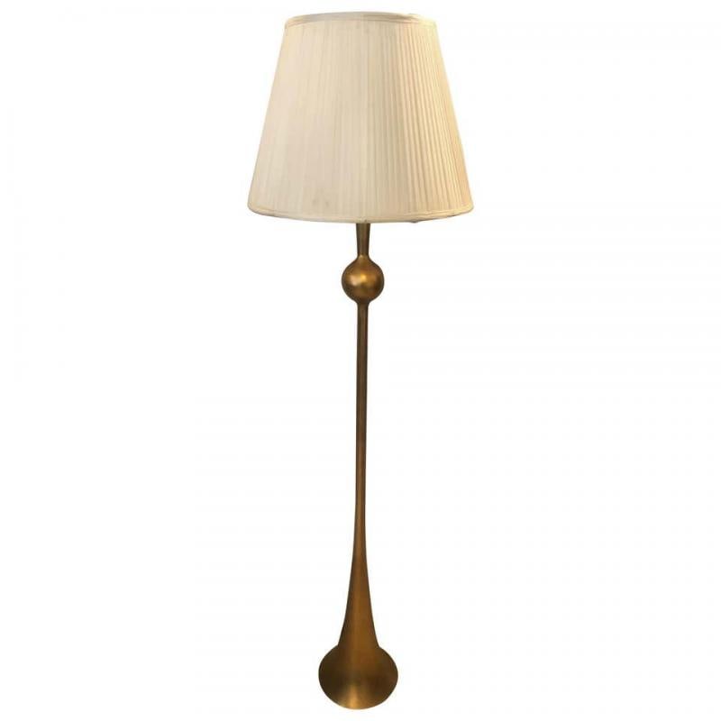 Gilt Metal Hollywood Regency Style Trumpet Standing or Tall Floor Lamp - 7