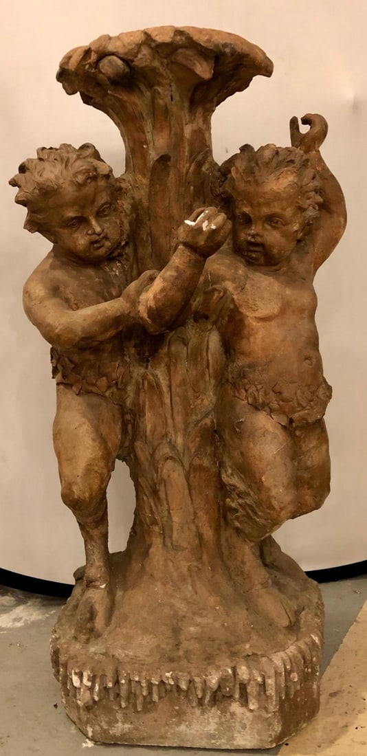 Late 18th or Early 19th Century Terracotta Putti Figural Fountain / Planter Base - 2