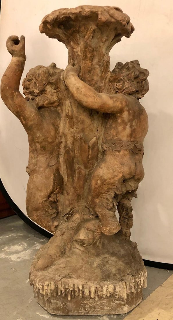 Late 18th or Early 19th Century Terracotta Putti Figural Fountain / Planter Base - 4