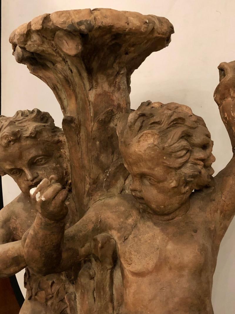 Late 18th or Early 19th Century Terracotta Putti Figural Fountain / Planter Base - 7