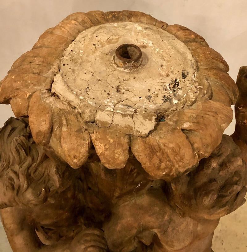 Late 18th or Early 19th Century Terracotta Putti Figural Fountain / Planter Base - 9