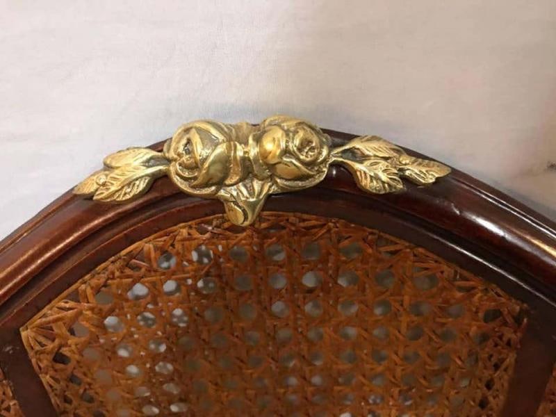 Pair of Fine Bronze-Mounted Louis XVI Style Dining Chairs Manner of Jansen - 4