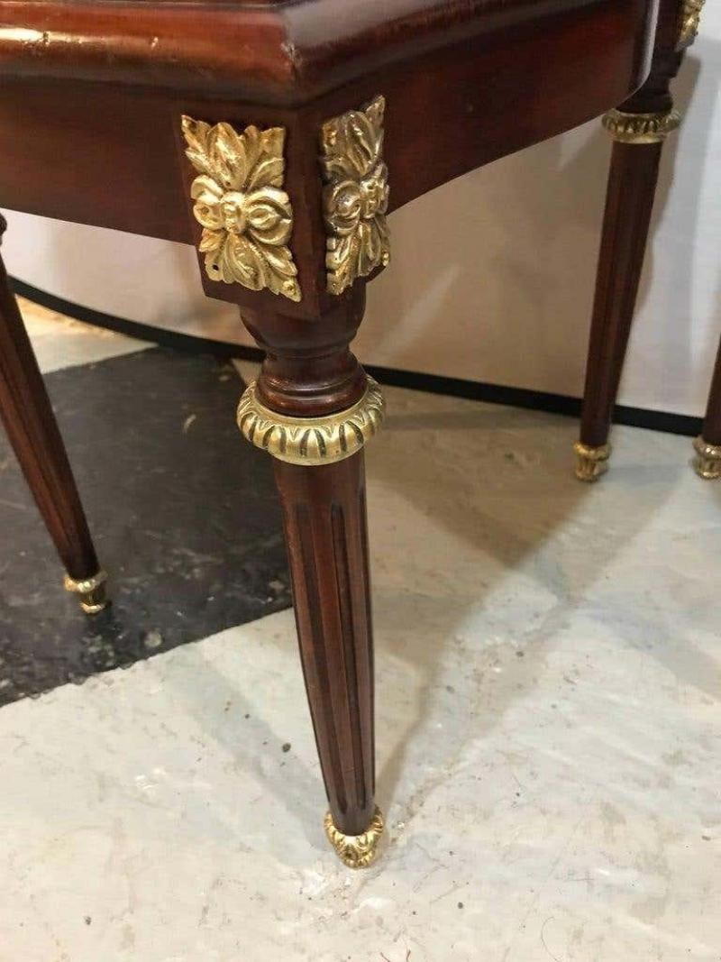 Pair of Fine Bronze-Mounted Louis XVI Style Dining Chairs Manner of Jansen - 5