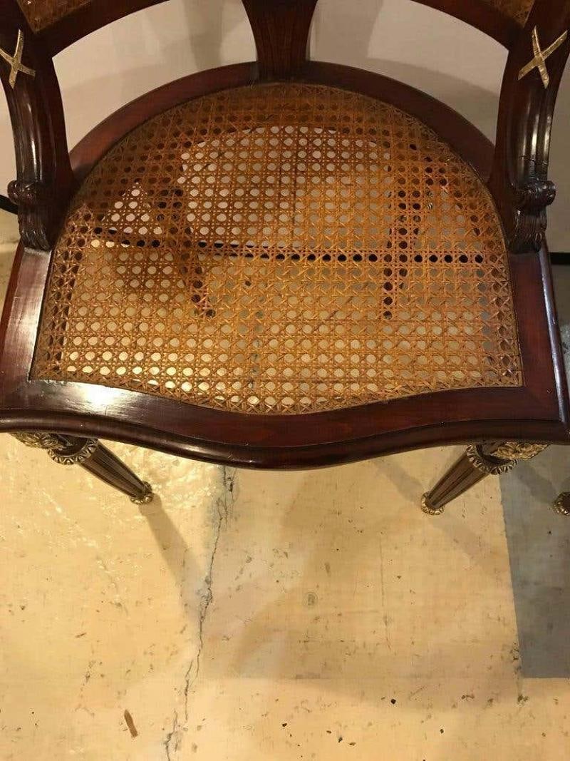 Pair of Fine Bronze-Mounted Louis XVI Style Dining Chairs Manner of Jansen - 7