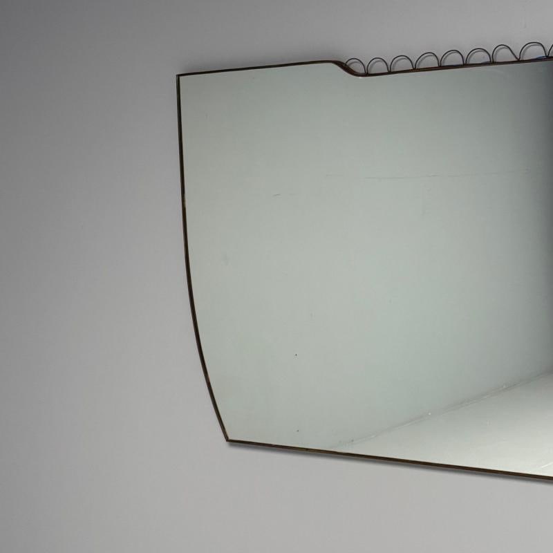 Gio Ponti Attr, Italian Mid-Century Modern, Monumental Wall Mirror, Brass, 1950s - 5