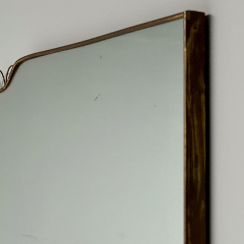 Gio Ponti Attr, Italian Mid-Century Modern, Monumental Wall Mirror, Brass, 1950s - 6