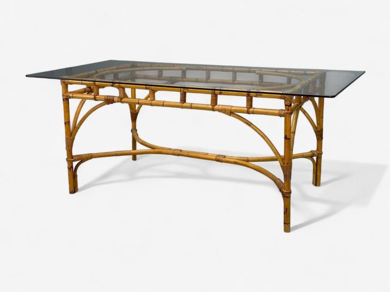 Dal Vera, Italian Modern, Bamboo, Cane, Glass, Dining Table, Italy, 1950s - 4