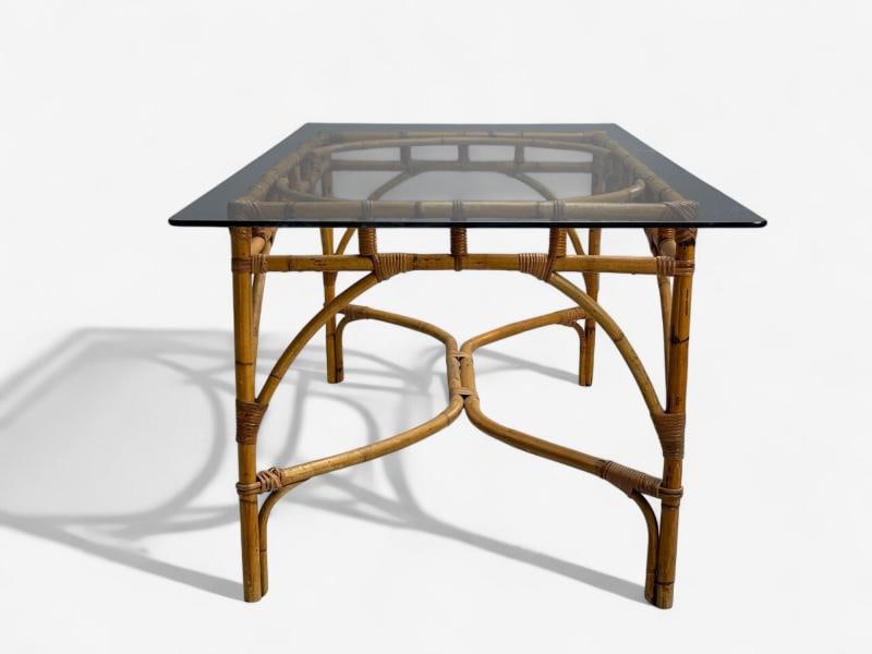 Dal Vera, Italian Modern, Bamboo, Cane, Glass, Dining Table, Italy, 1950s - 7