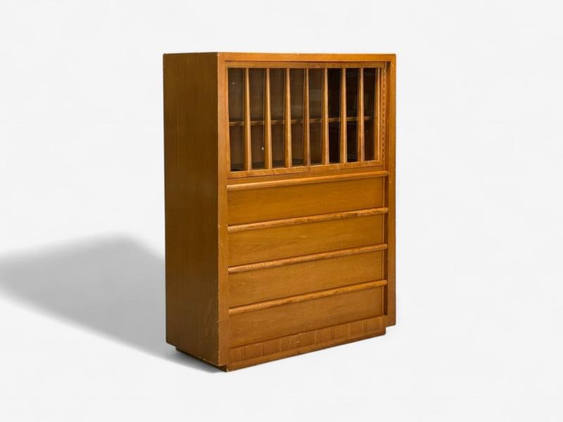 T.H. Robsjohn Gibbings, Widdicomb, Walnut, Highboy Secretary, USA, 1960s - 3