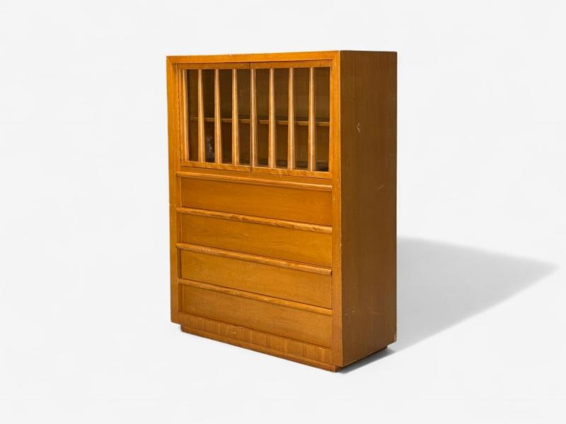T.H. Robsjohn Gibbings, Widdicomb, Walnut, Highboy Secretary, USA, 1960s - 8