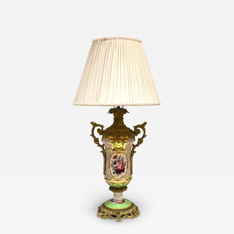 French Design, Gilt Bronze, Porcelain, Ornate Table Lamp, France, 19th C. (1 of 12)