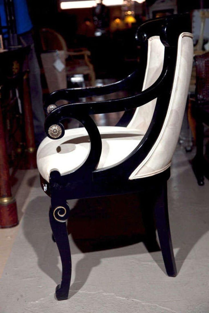 Pair of Hollywood Regency Style Ebonized Armchairs - 4