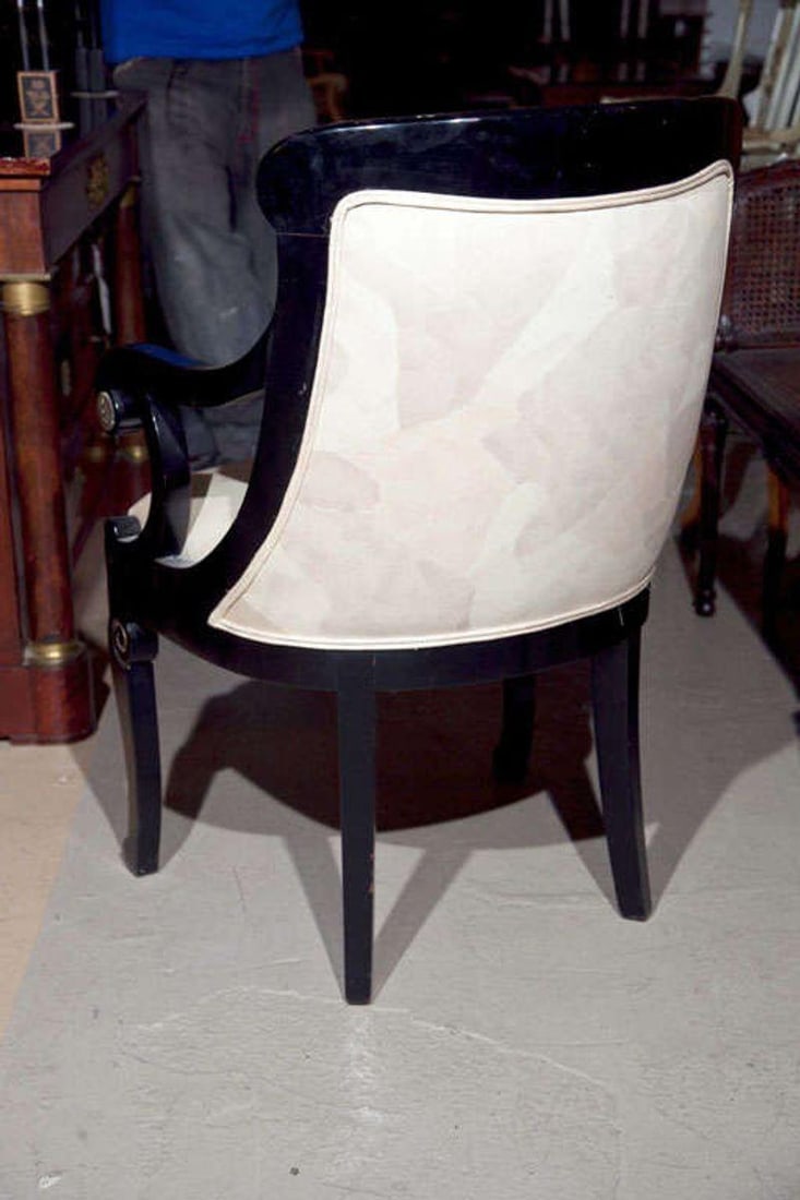 Pair of Hollywood Regency Style Ebonized Armchairs - 6