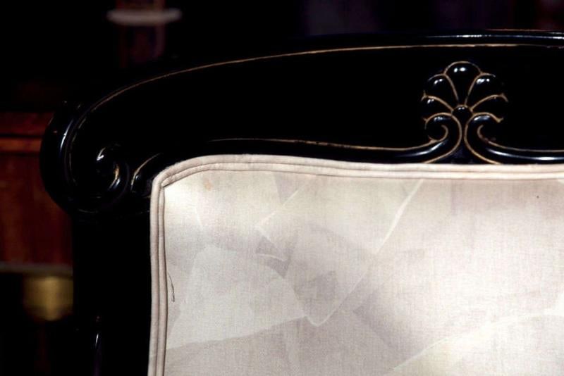 Pair of Hollywood Regency Style Ebonized Armchairs - 8