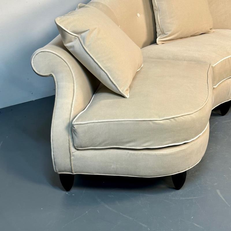 Mid-Century Modern Style Curved Sofa / Settee by Christopher Guy, Velvet - 10