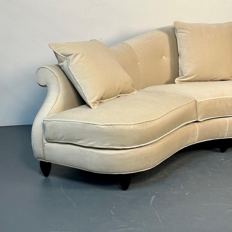 Mid-Century Modern Style Curved Sofa / Settee by Christopher Guy, Velvet - 11