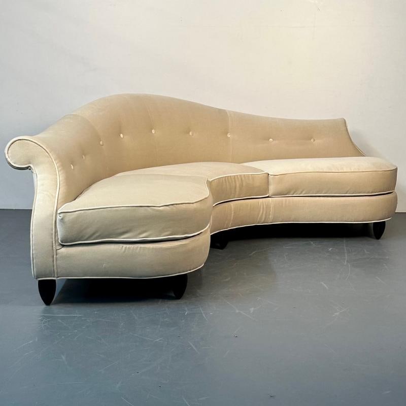 Mid-Century Modern Style Curved Sofa / Settee by Christopher Guy, Velvet - 7