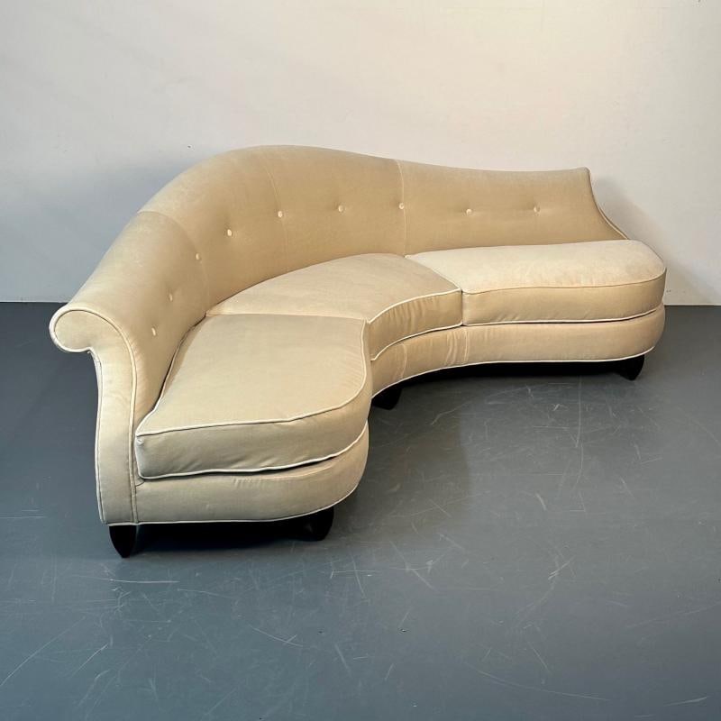 Mid-Century Modern Style Curved Sofa / Settee by Christopher Guy, Velvet - 8