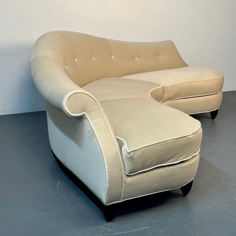 Mid-Century Modern Style Curved Sofa / Settee by Christopher Guy, Velvet - 9