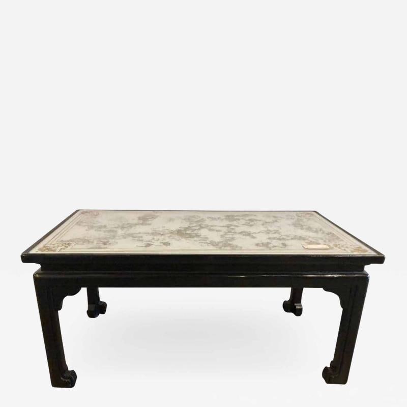 Maison Jansen Ebonized Coffee or Cocktail Table Chinoiserie Style Églomisé Glass (1 of 12)