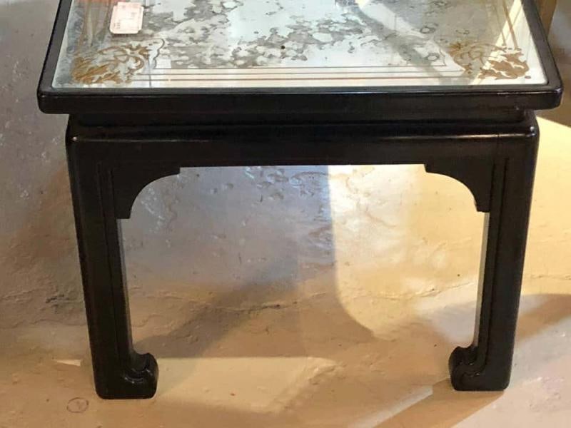 Maison Jansen Ebonized Coffee or Cocktail Table Chinoiserie Style Églomisé Glass - 2