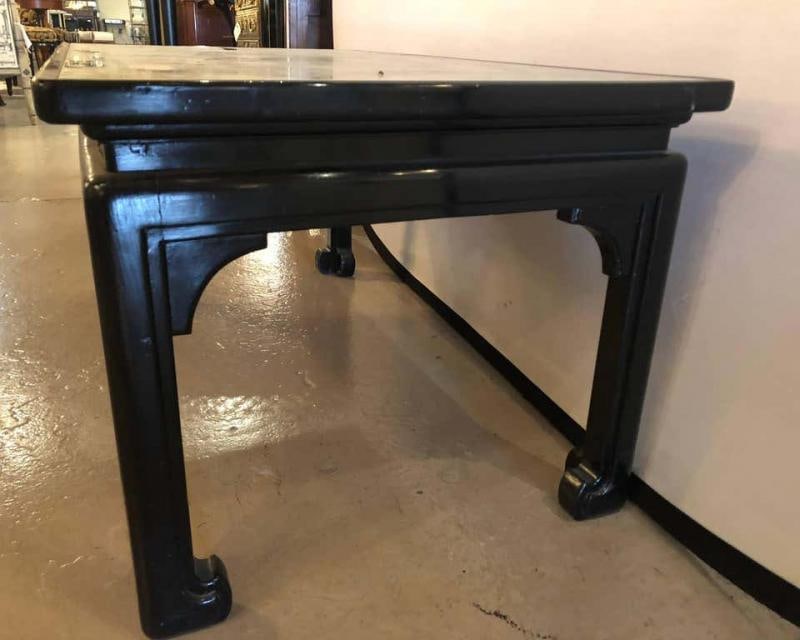 Maison Jansen Ebonized Coffee or Cocktail Table Chinoiserie Style Églomisé Glass - 8