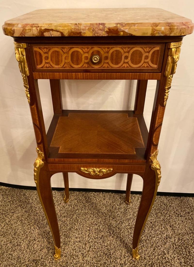 Louis XV-XVI Style Marble-Top Side Table End Table Pedestal, Transitional - 2