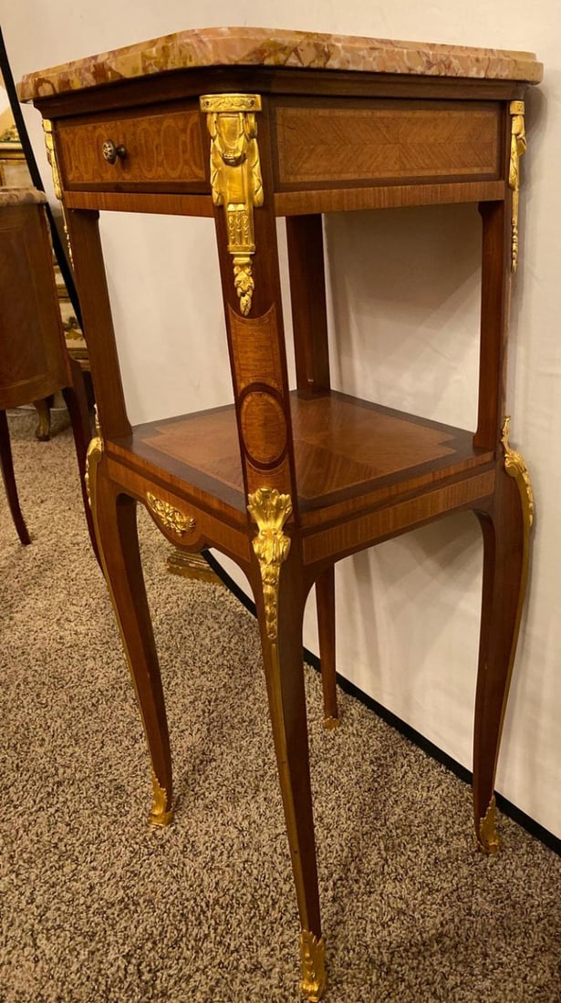 Louis XV-XVI Style Marble-Top Side Table End Table Pedestal, Transitional - 3