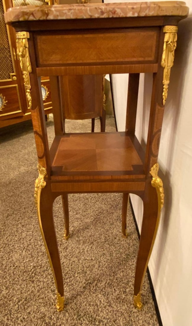 Louis XV-XVI Style Marble-Top Side Table End Table Pedestal, Transitional - 6
