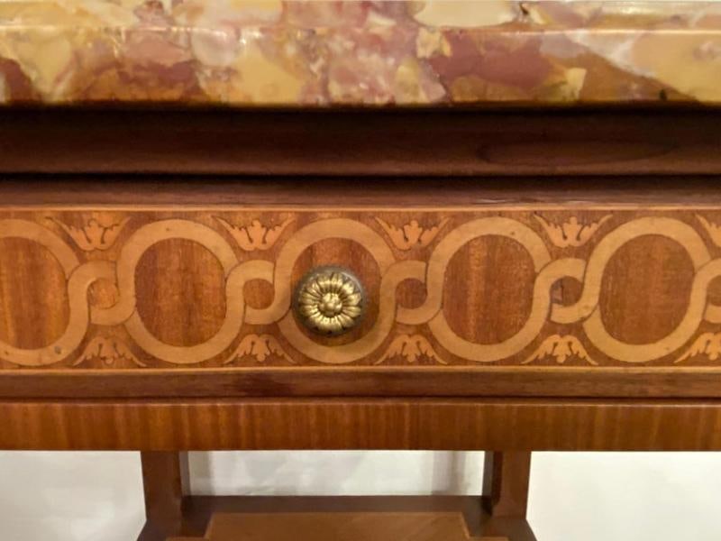 Louis XV-XVI Style Marble-Top Side Table End Table Pedestal, Transitional - 9