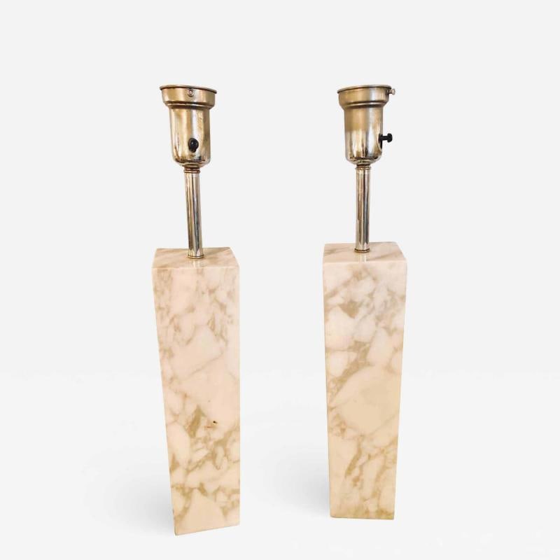 Fine Custom Pair of T. H. Robsjohn-Gibbings Marble Column Form Table Lamps (1 of 8)