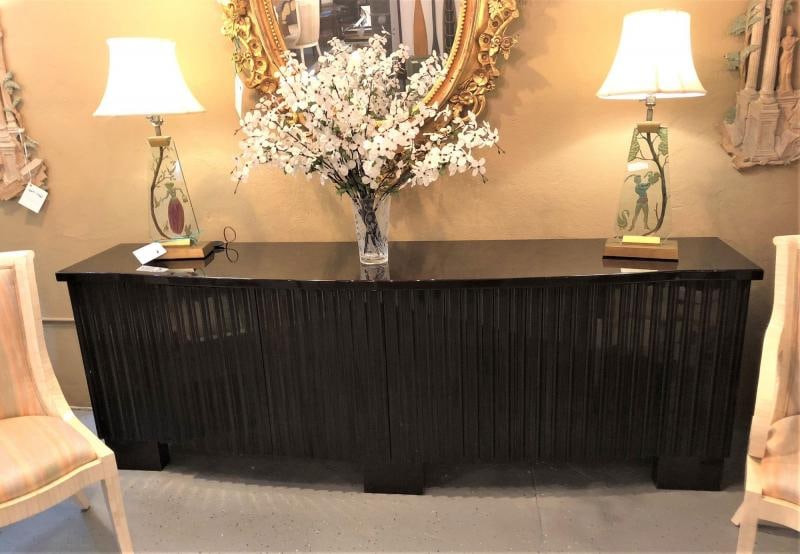 Palatial Pace Collection Wavy Front Mahogany Lacquered Credenza or Sideboard - 2