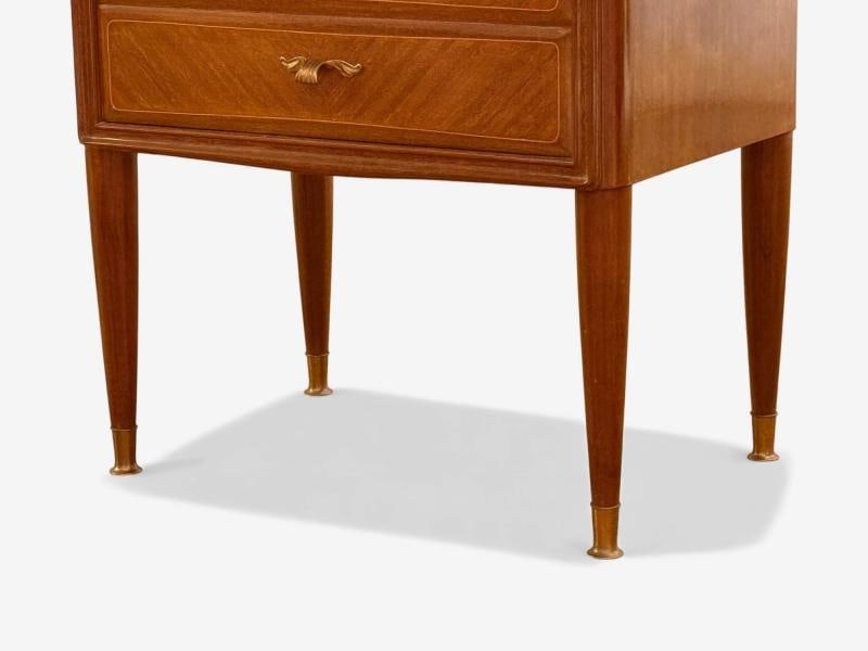 Italian Modern, Stained Wood, Brass, Glass, Nightstands, Italy, 1950s - 9