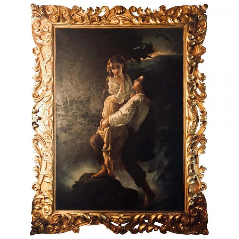 Monumental Oil on Canvas the Old Masters Style of a Maiden to Be Deflowered - 3