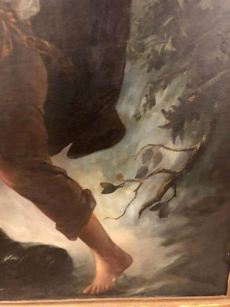 Monumental Oil on Canvas the Old Masters Style of a Maiden to Be Deflowered - 7