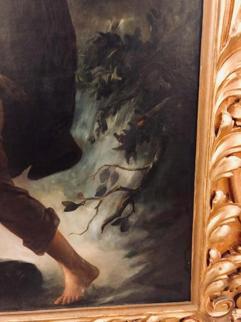Monumental Oil on Canvas the Old Masters Style of a Maiden to Be Deflowered - 9