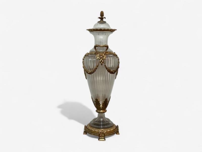 Louis XVI Style, Crystal, Bronze, Monumental Lidded Urns, Italy, 20th c. - 5