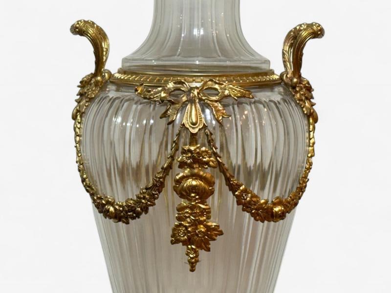 Louis XVI Style, Crystal, Bronze, Monumental Lidded Urns, Italy, 20th c. - 6