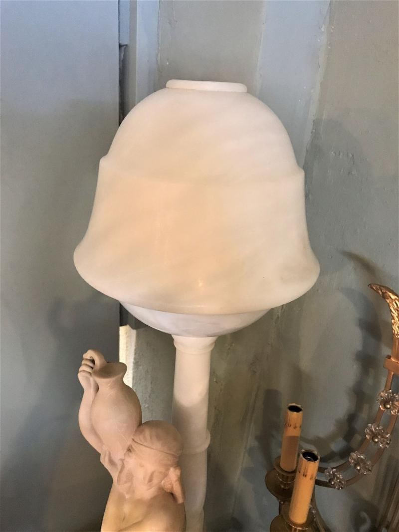 Fine Neoclassical Alabaster Figure of a Water Maiden Lighted on a Pedestal - 4