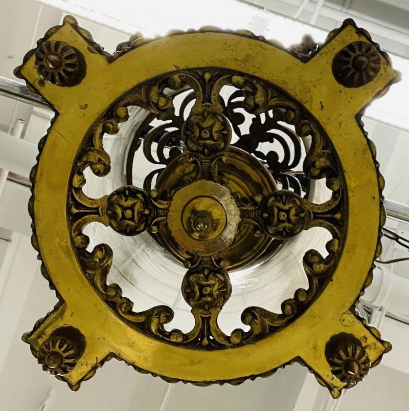 Empire Dore Lantern Chandelier, Frosted Etched Glass, 19th Century, Solid Bronze - 12