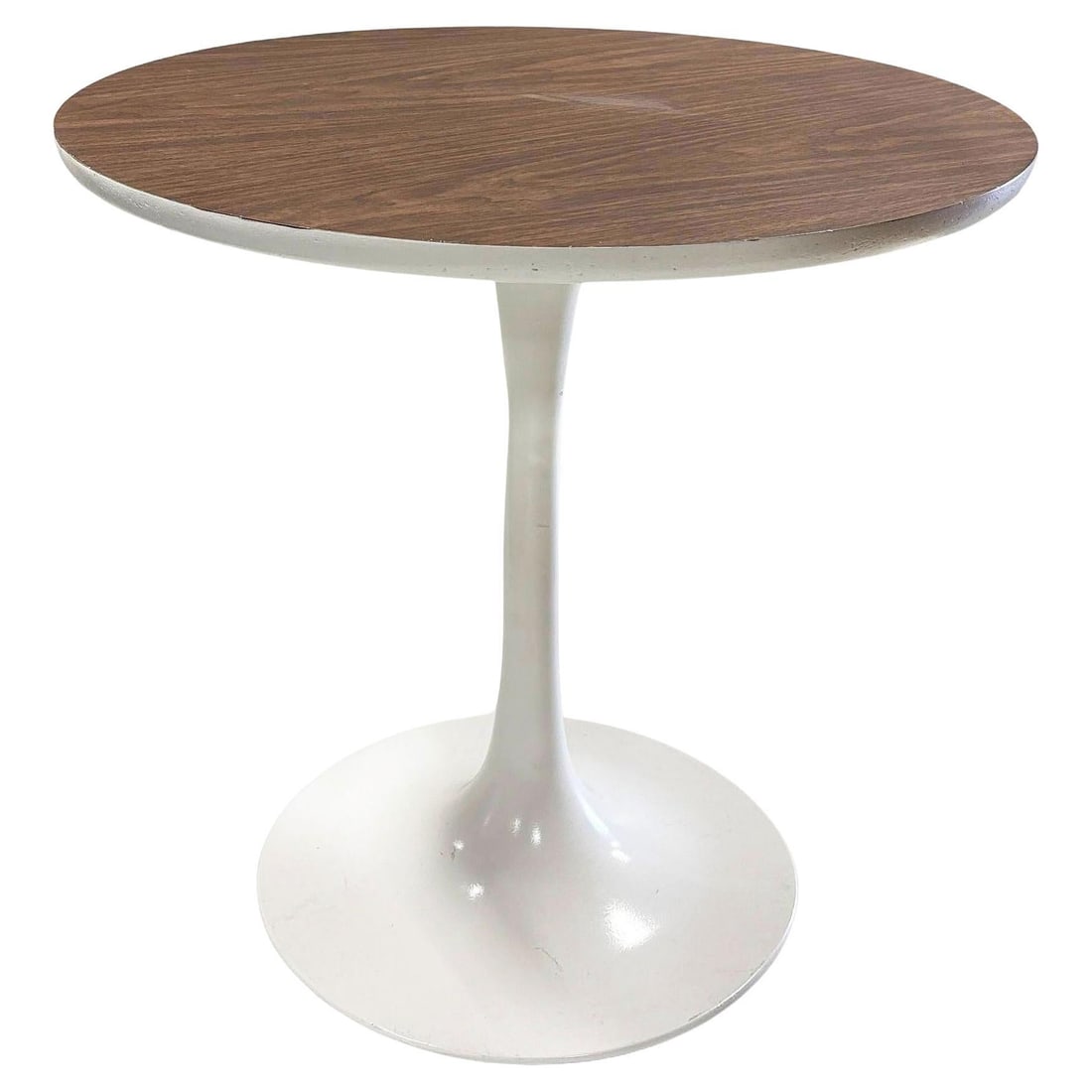 MCM 22" Tall Tulip Side Table by Eero Saarinen for Knoll W/ Walnut Laminate Top (1 of 5)