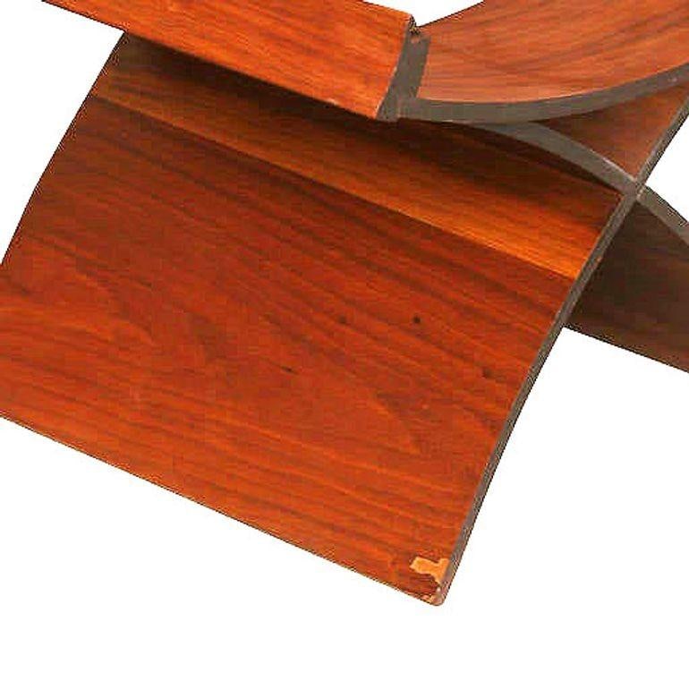 Mid-Century Molded Sculptural Plywood Hourglass Side Drink Table with Glass Top - 5