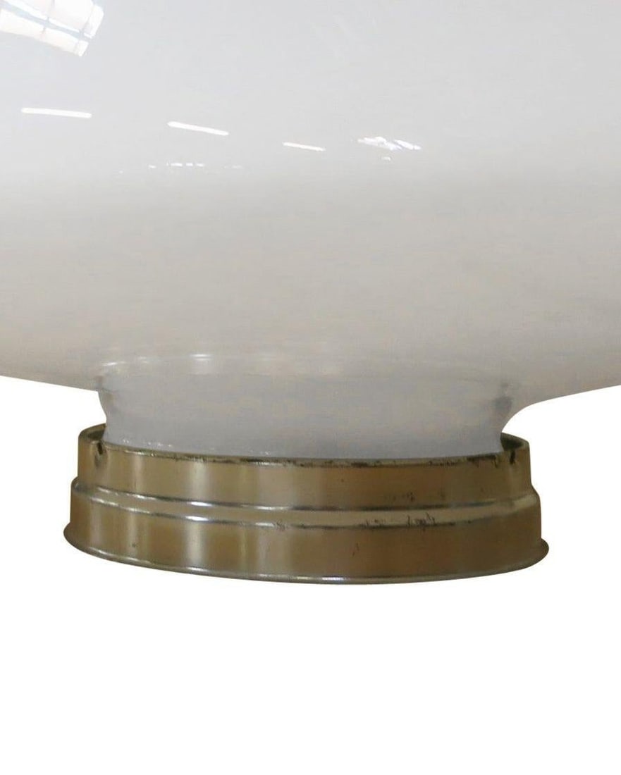 Large Art Deco School House Milk Glass Ceiling Mounted Globe with Fitter - 4