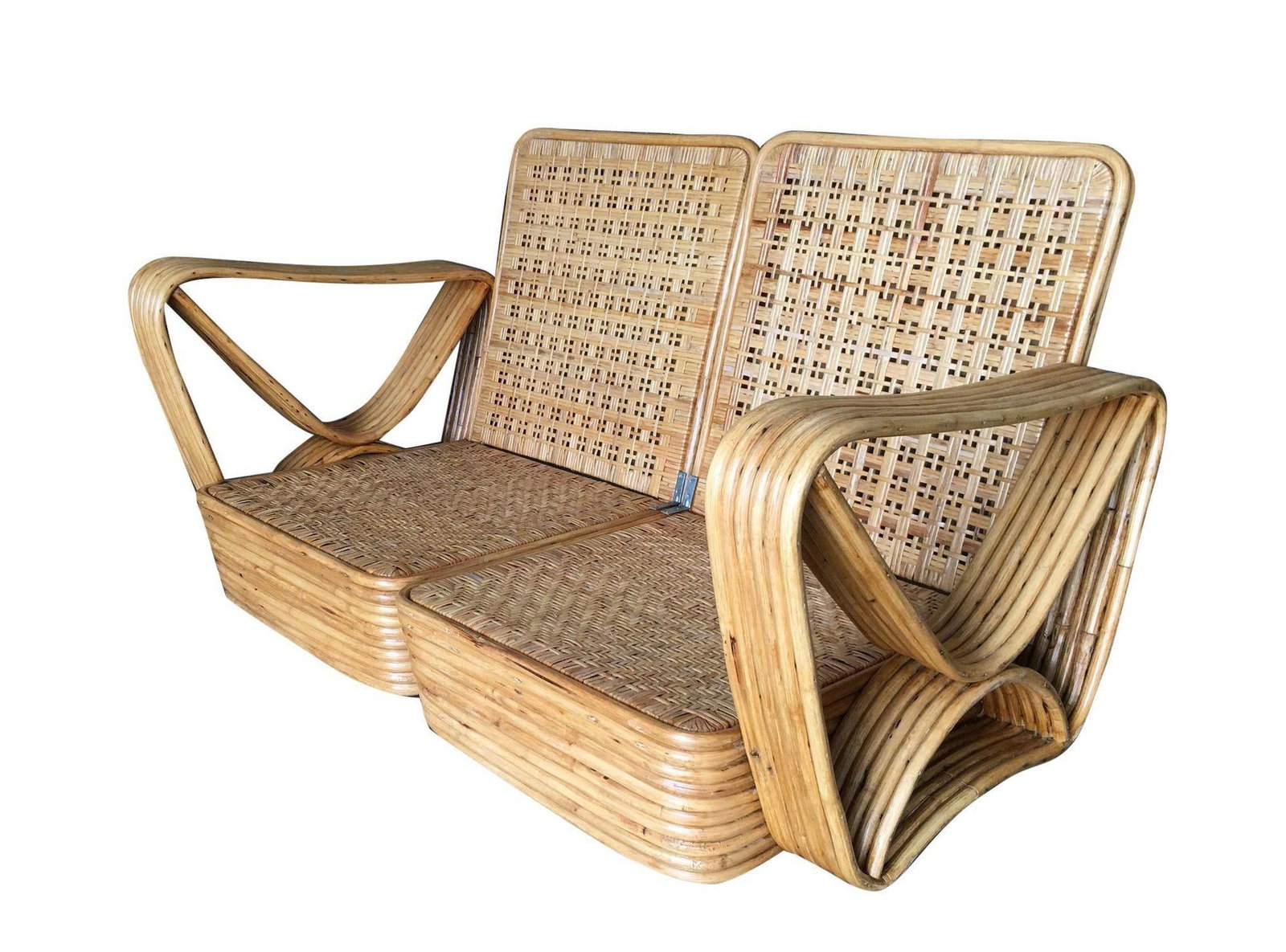 Restored Paul Frankl Six-Strand Wicker Sofa Rattan Living-Room Set with Cushions - 5