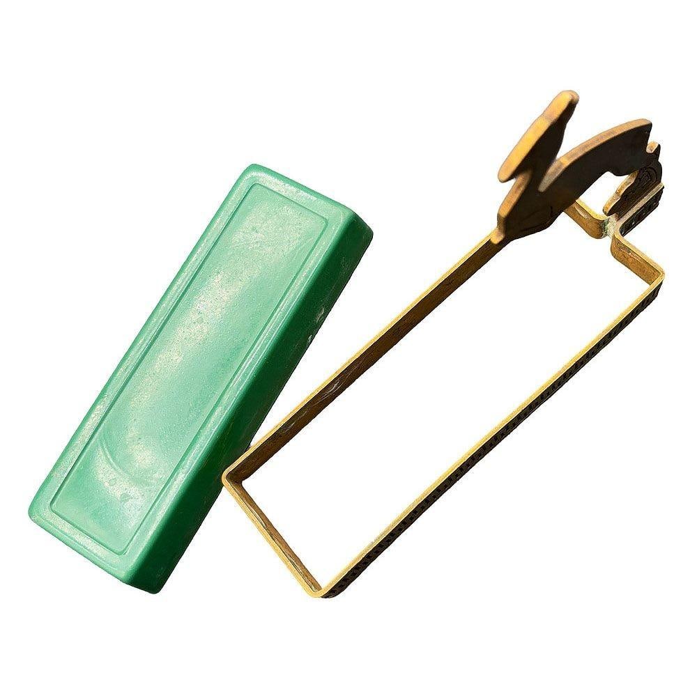 Art Deco Brass & Green Glass Leaping Gazelle Ring Tray - 2