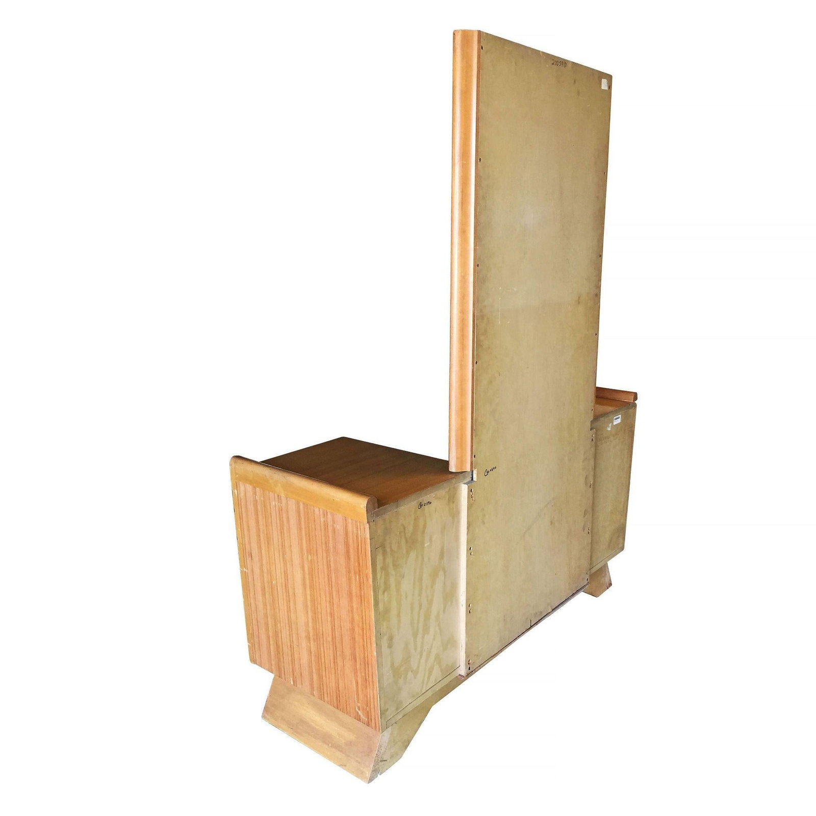 Paul Frankl Combed Wood Vanity with Stool for Brown Saltman - 4
