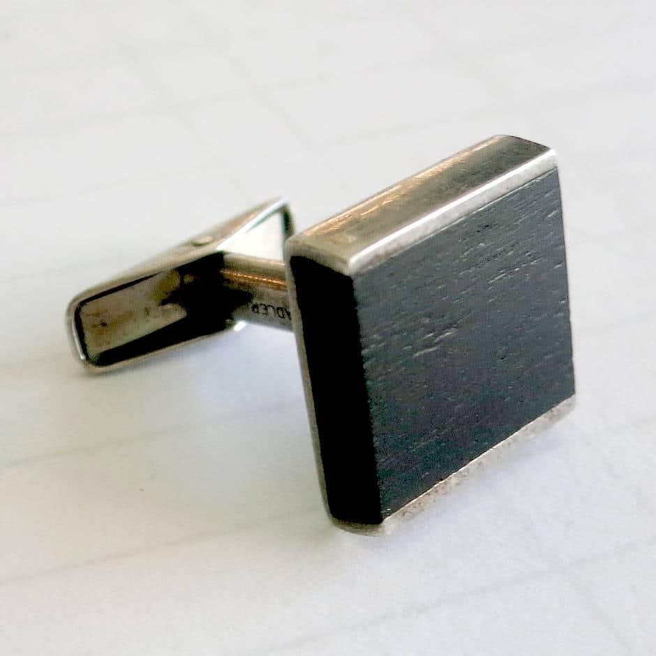 Allan Adler Sterling and Ebony Modernist Cufflinks, circa 1963 - 2