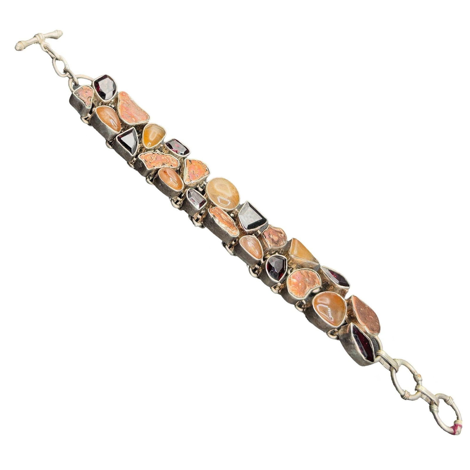 Garnet Cluster 925 Sterling Silver Fashion Jewelry 8" Inch Bracelet - 3