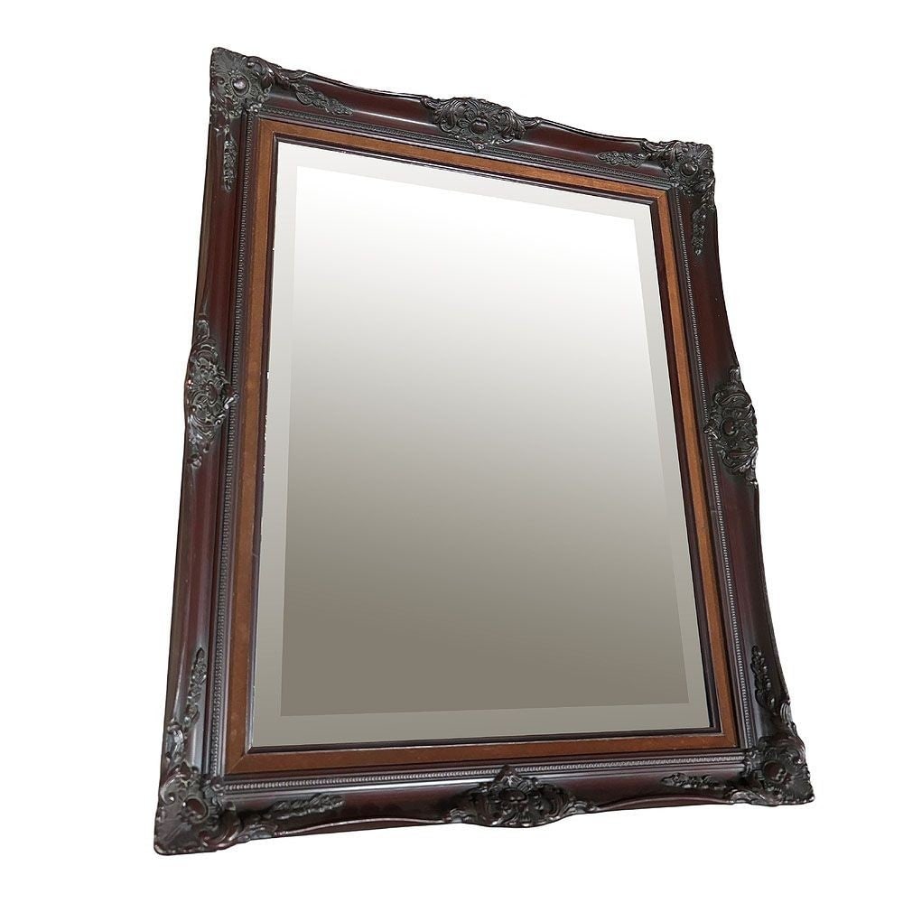 Victorian Style Baroque Embellished Cherry Wood Beveled Wall Mirror (1 of 5)