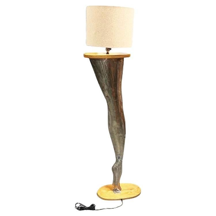 Postmodern Brushed Steel Female Leg Marilyn Monroe Floor Lamp w/ Shade 1990 (1 of 5)